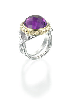 sterling silver and 18k ring with faceted purple amethyst