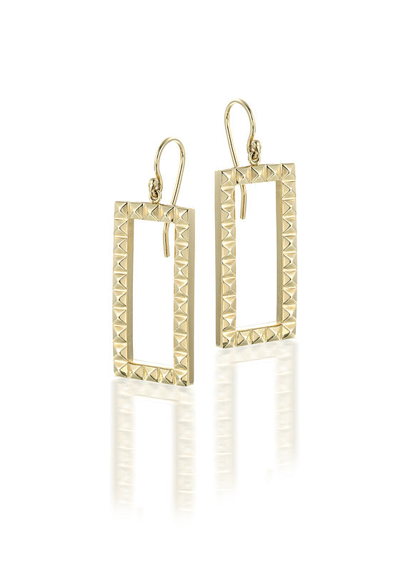 18k rectangle frame earrings