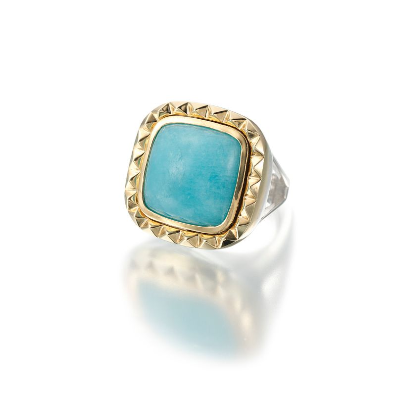 Regio Ring in Sterling Silver and 18k w/ Amazonite Cabochon