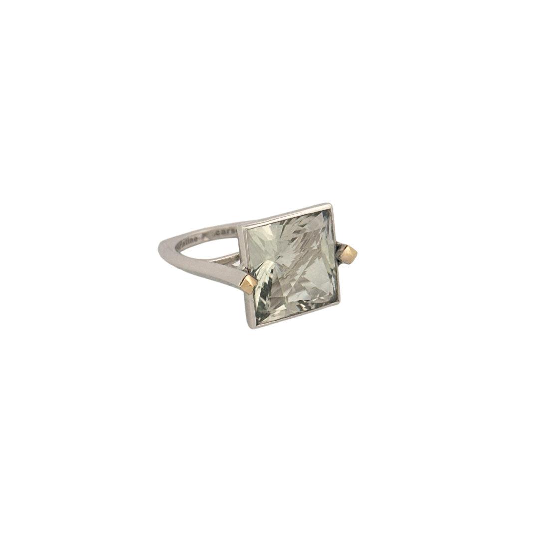 Luminore Petite Ring in Sterling Silver and 18k w/ Faceted Green Amethyst